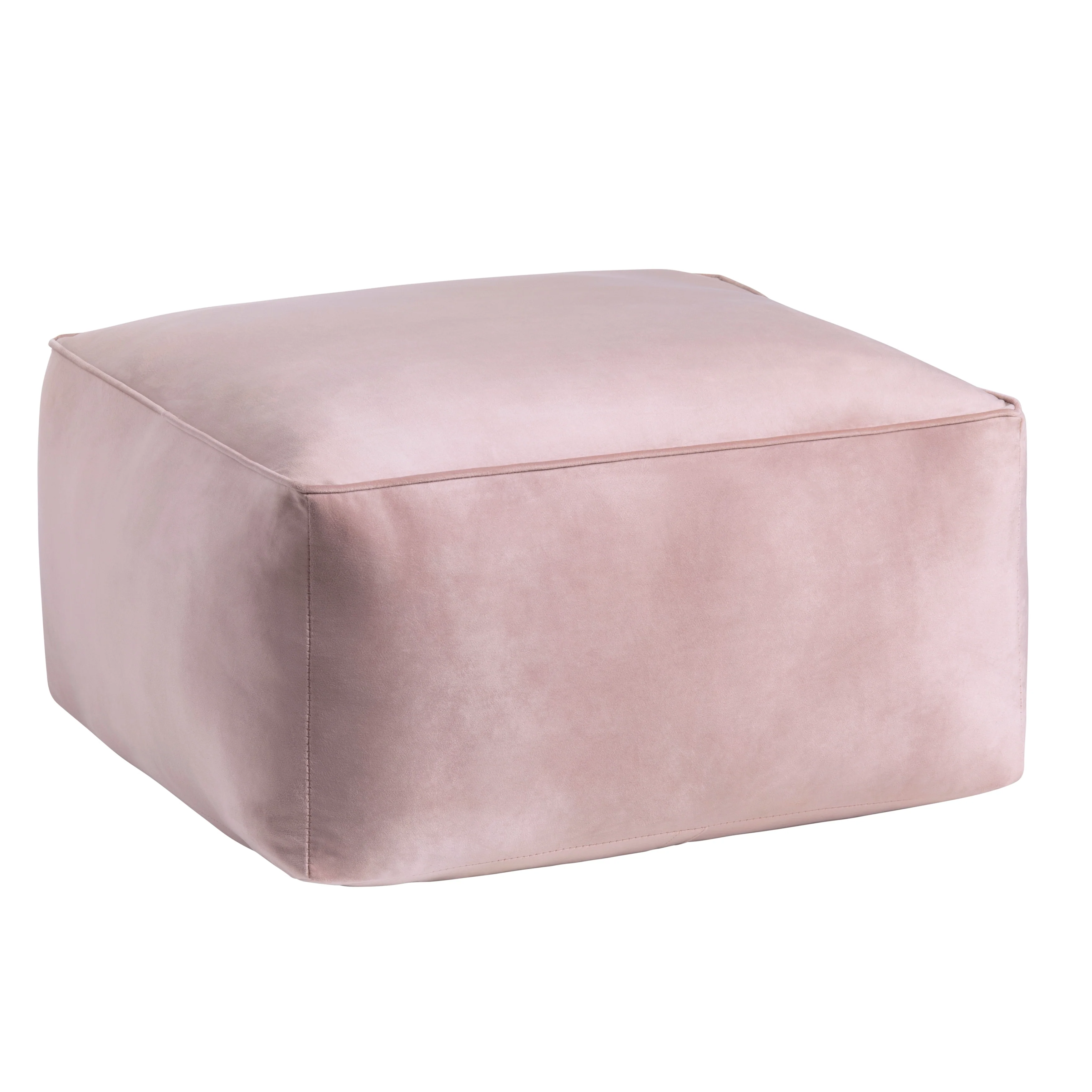 Cerra Pink Velvet Square Pouf 23.6 x 23.6 x 11.81