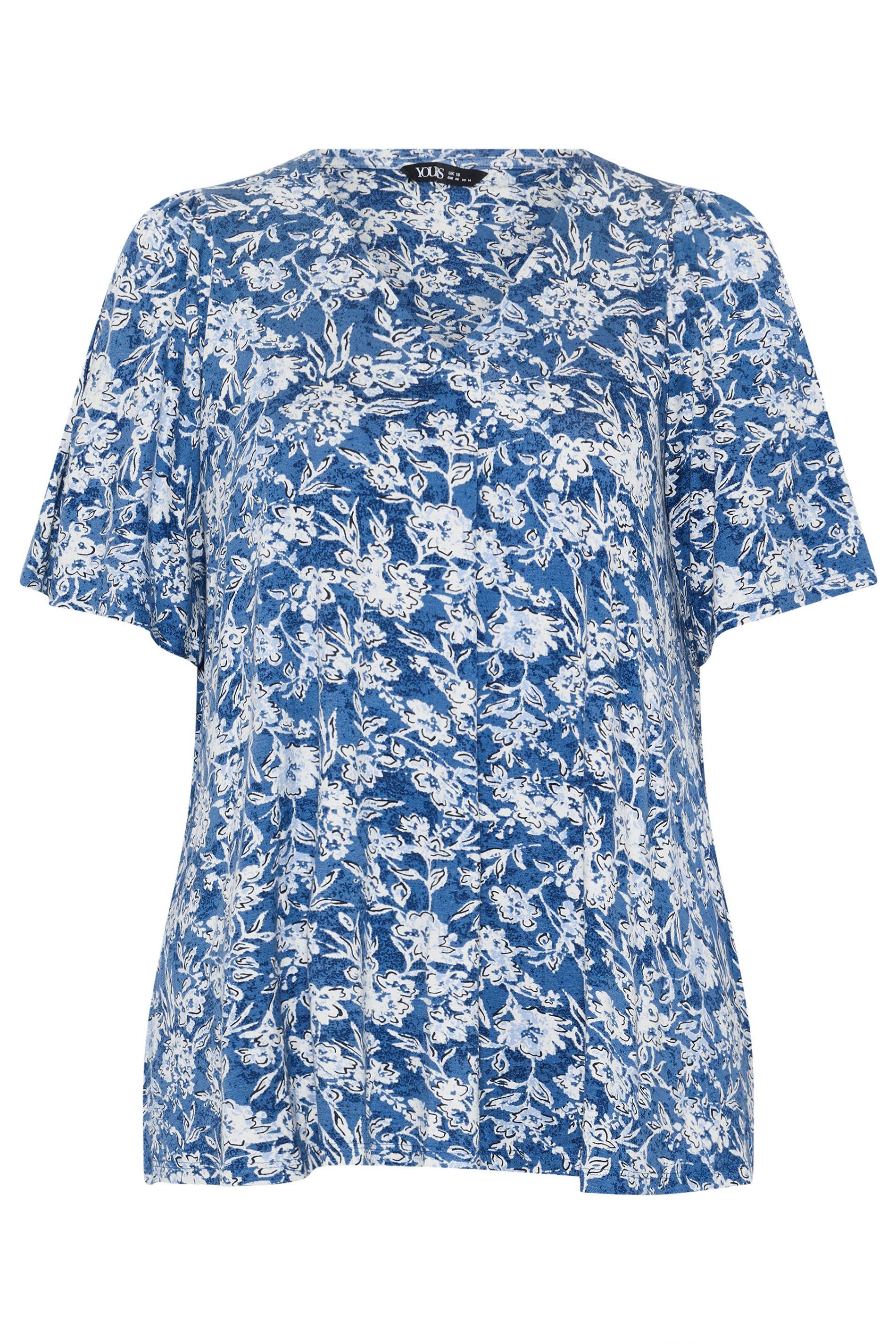 Yours Abstract Floral Pleat Front Top