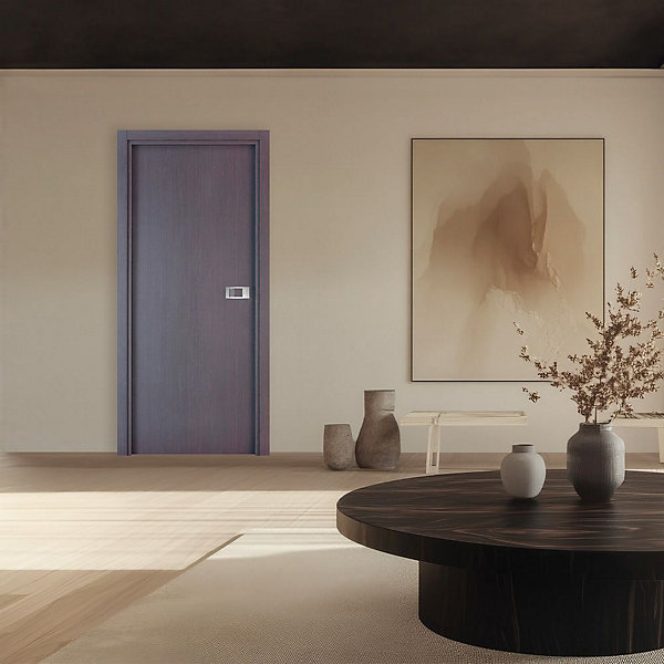 Bloc-porte Miro avec poignée Exclusive grise, H.204 x l.73 cm, aspect chêne cendré