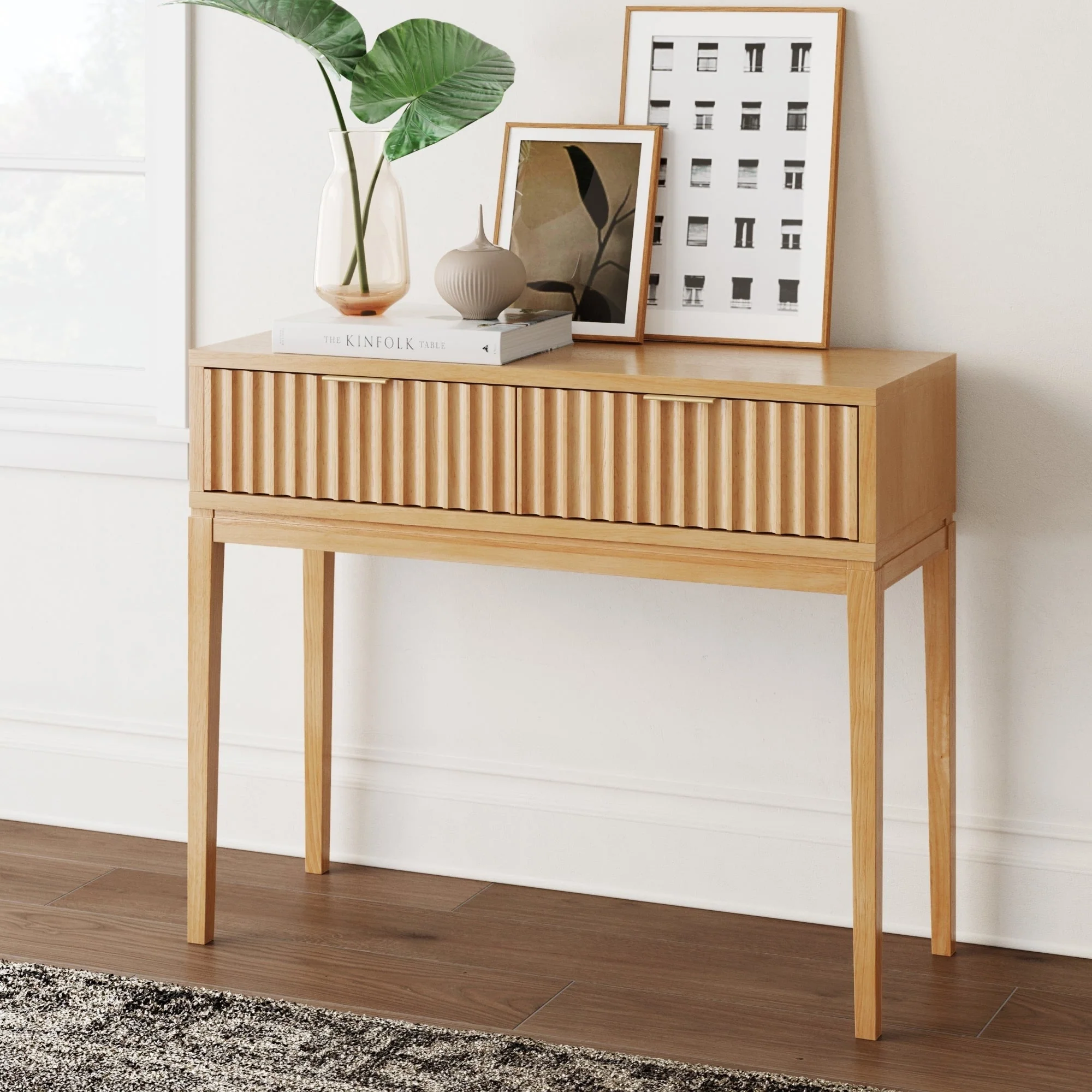 Nathan James Jasper Bohemian Hallway Table, Entryway Table with Storage Drawers