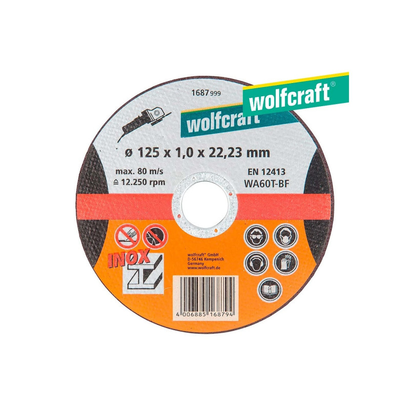 Disque à tronçonner l'inox fin Ø 125 x 1 mm WOLFCRAFT