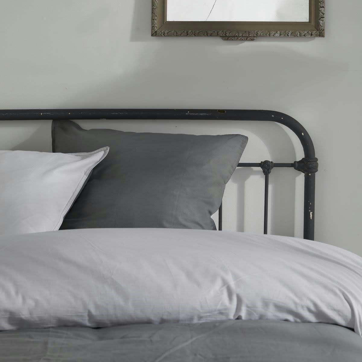 CHARME CONSTANCE - Parure de lit en coton gris 240x220