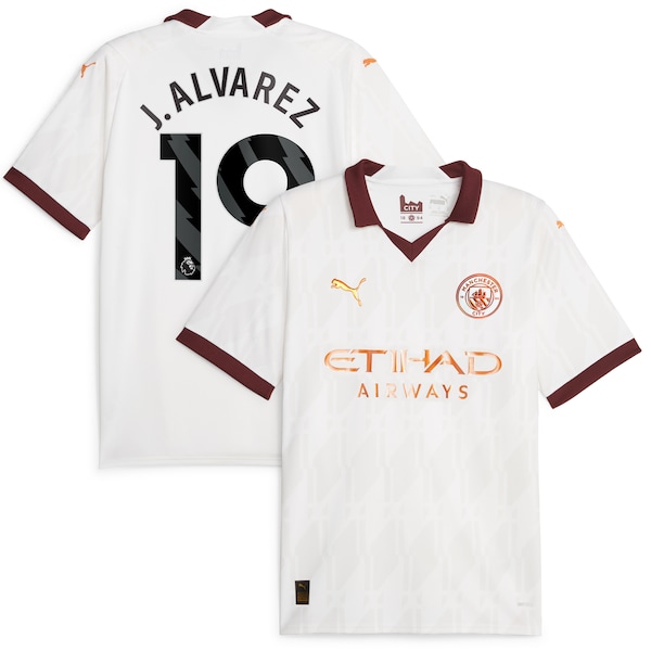 Julián Álvarez Manchester City Puma 2023/24 Away Replica Player Jersey - White