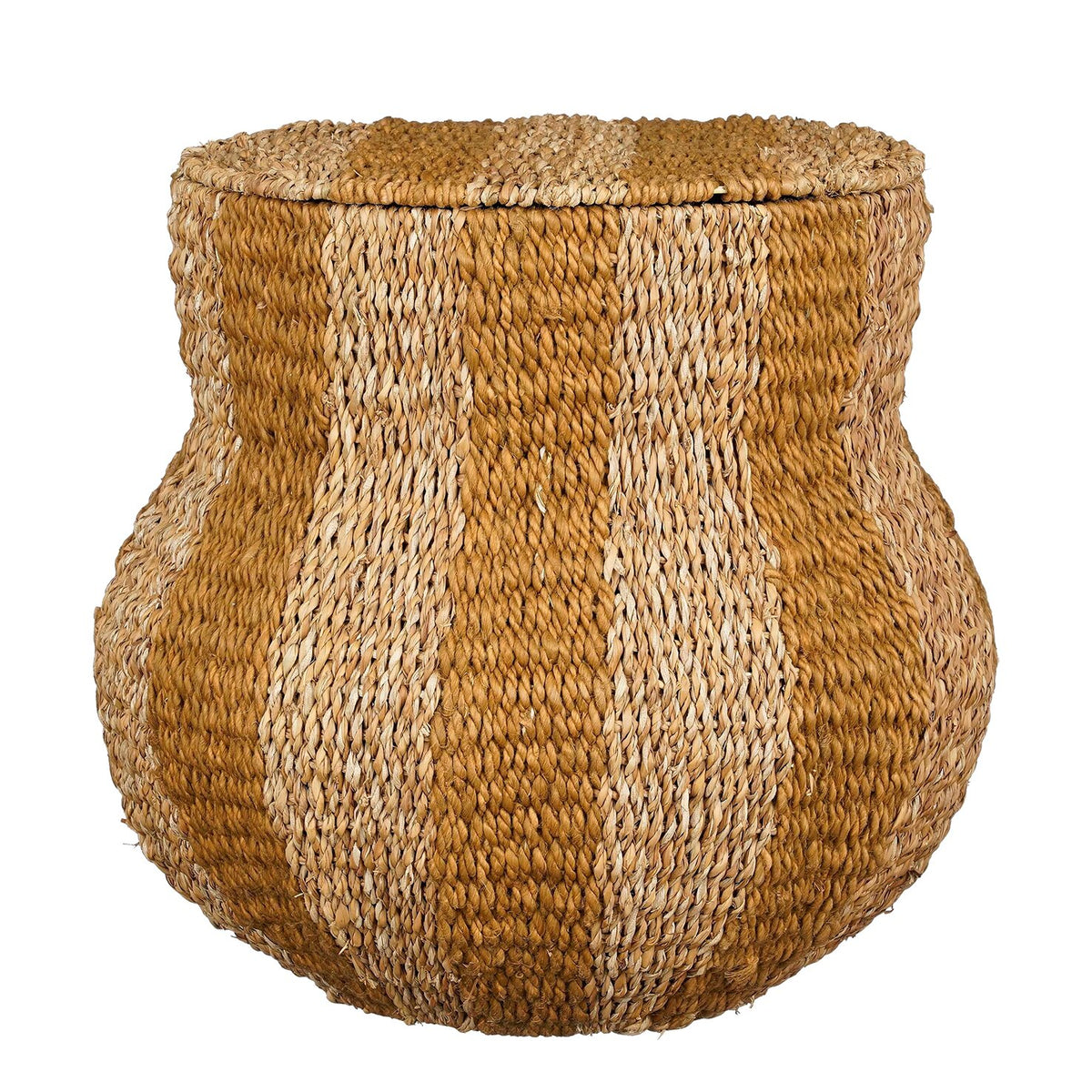 Mica Decorations Tacoma Opbergmand met Deksel - H47 x Ø50 cm - Jute - Geel