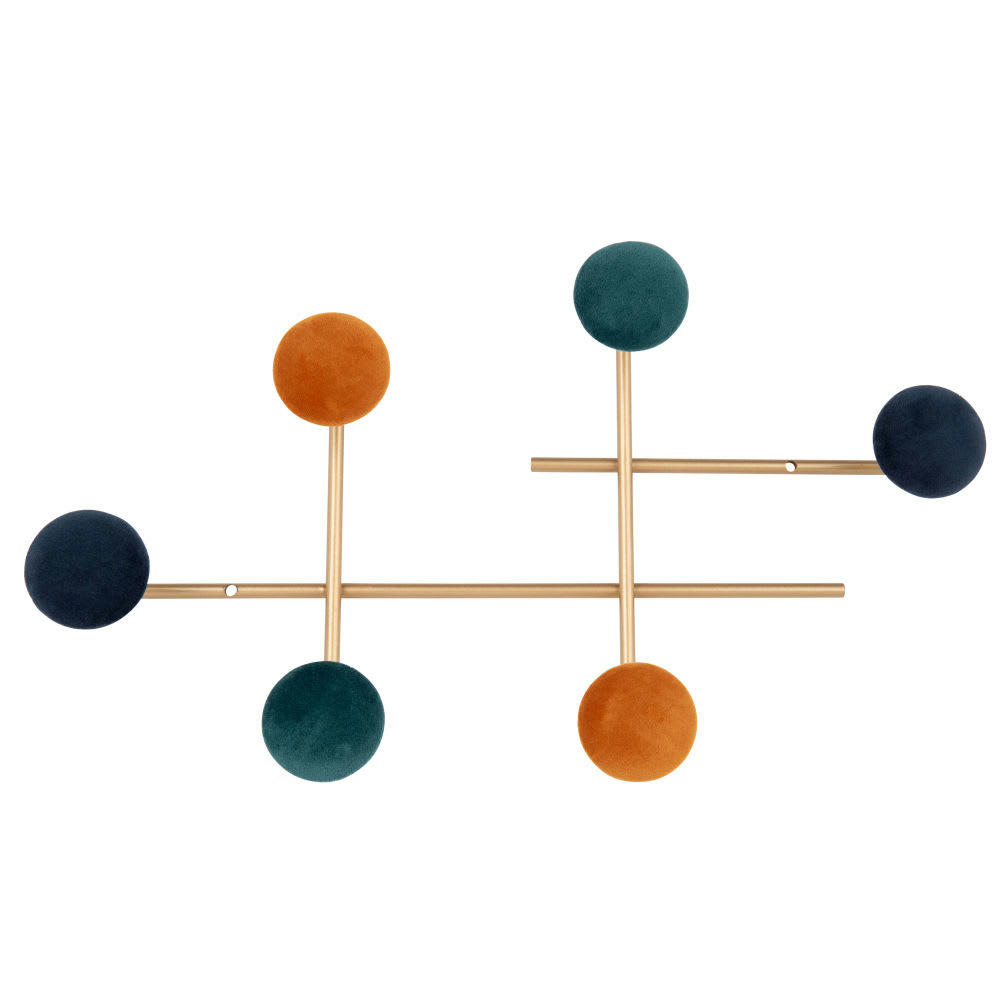 DRACAENA VELVET - Patère 6 crochets en métal et velours