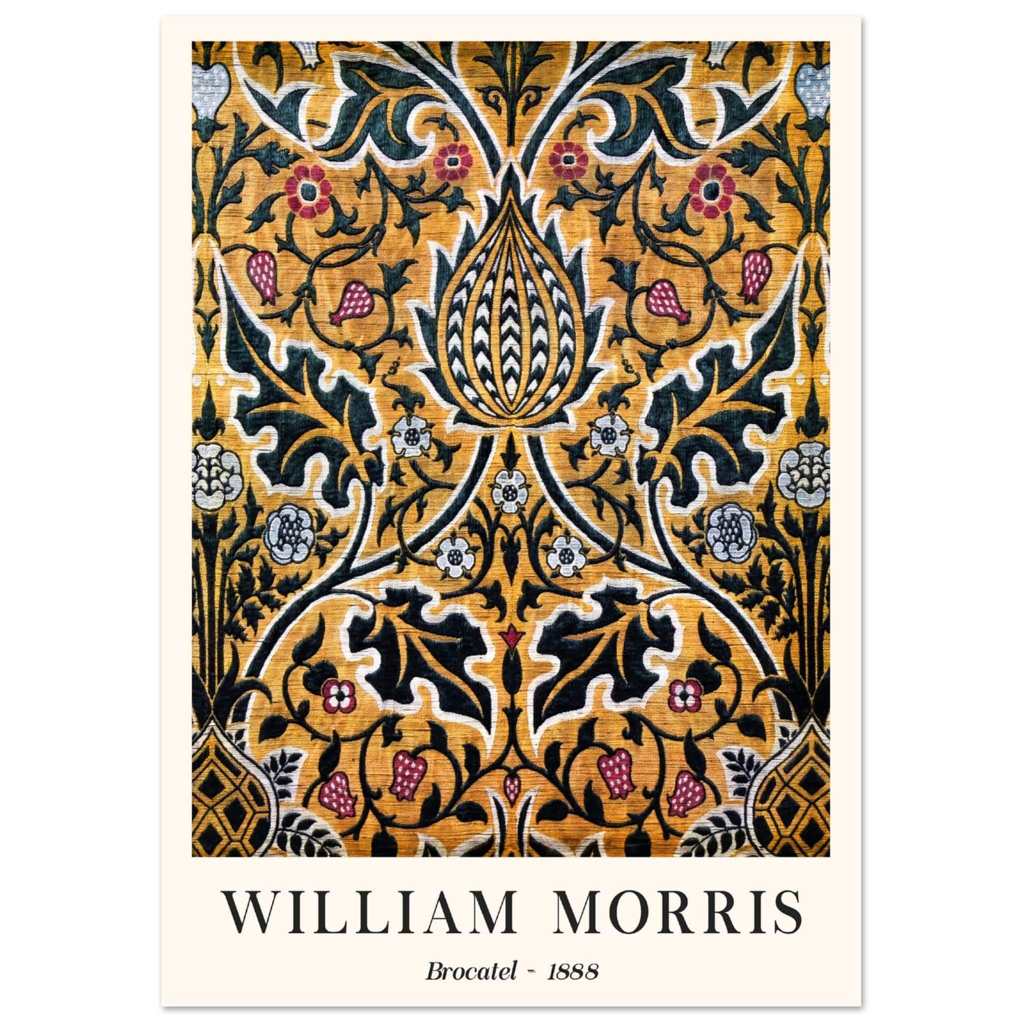 Artfulprints Poster William Morris - Brocatel 1888  - A4 21x29.7 cm - Goud