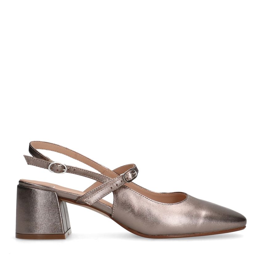 Manfield Metallic leren slingbacks