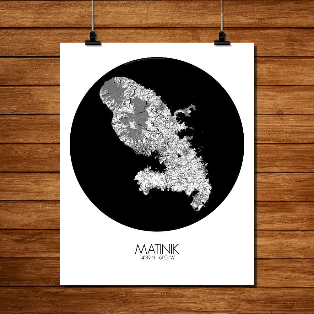 - Affiche Martinique Carte ronde 40x50