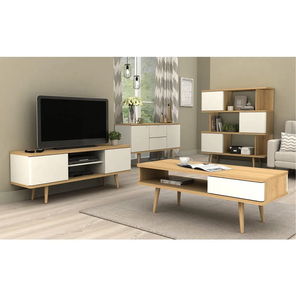 Alandra - 2-deurs dressoir in eiken/cr&egrave;me afwerking