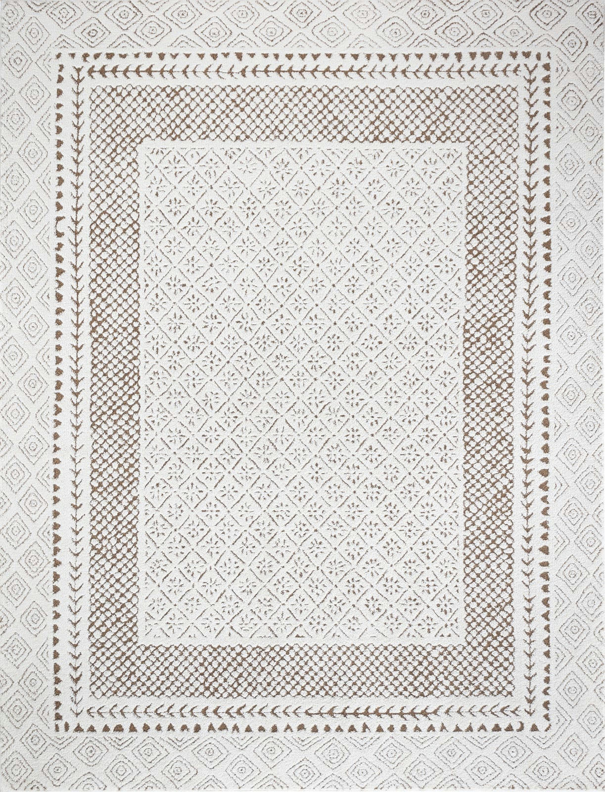 AMBRE - Tapis Scandinave Bohème Ivoire/Terracotta 160x213