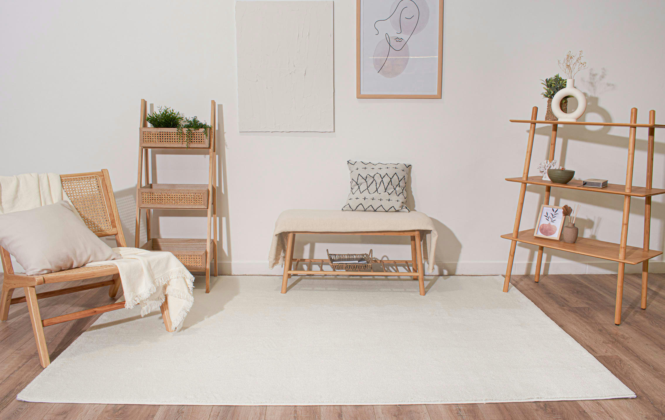 MEMPHIS - Tapis uni à poils ras - crème - 80x150 cm