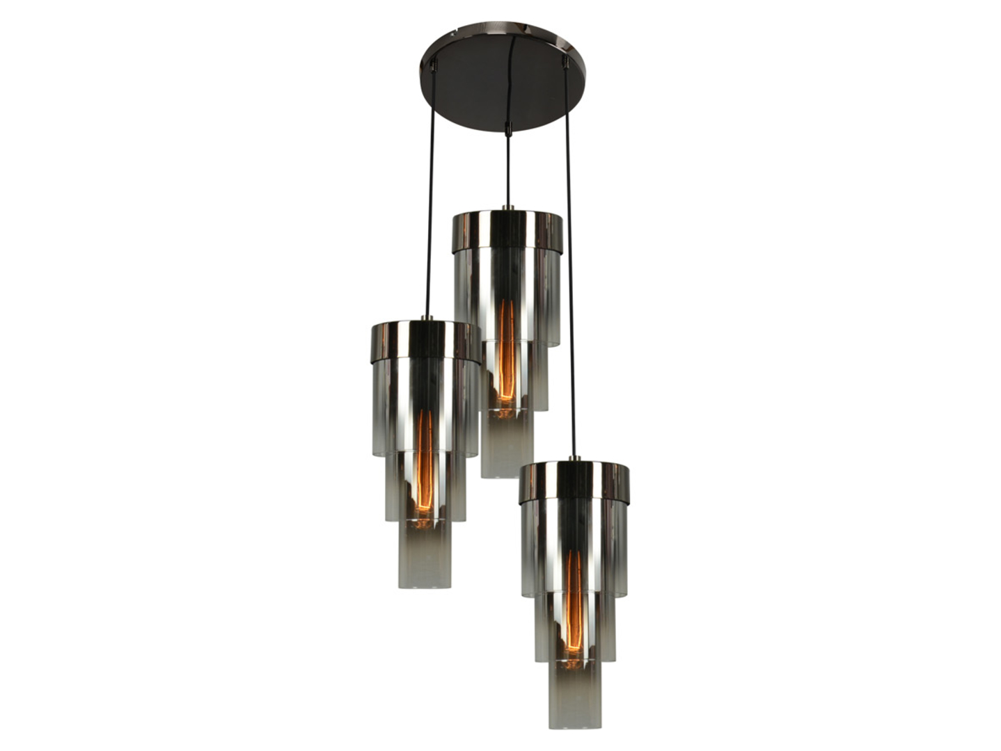 Lampa wisząca Grans 3-punktowa 35 cm szklana czarny chrom