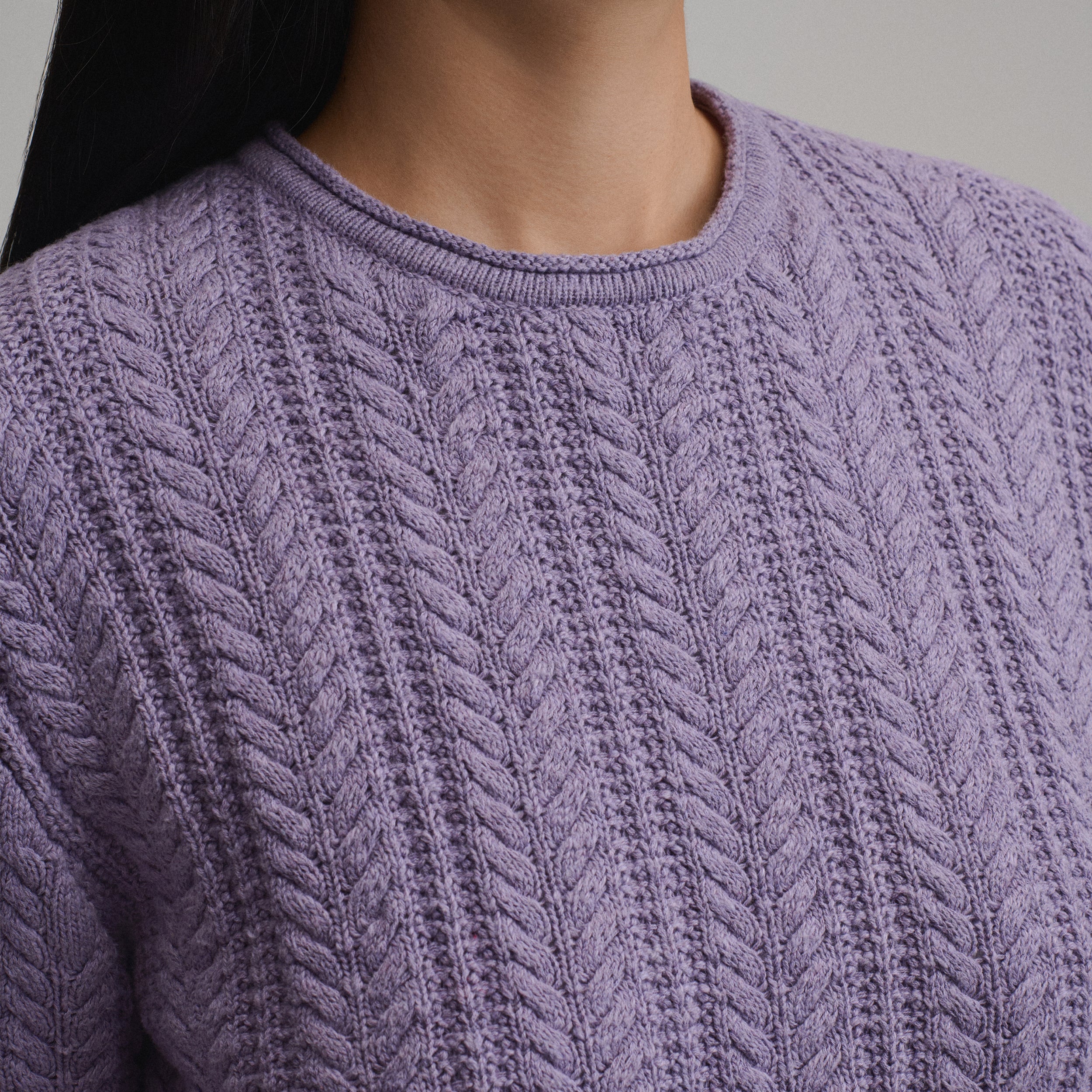 Women's Cotton Cable Crew Sweater