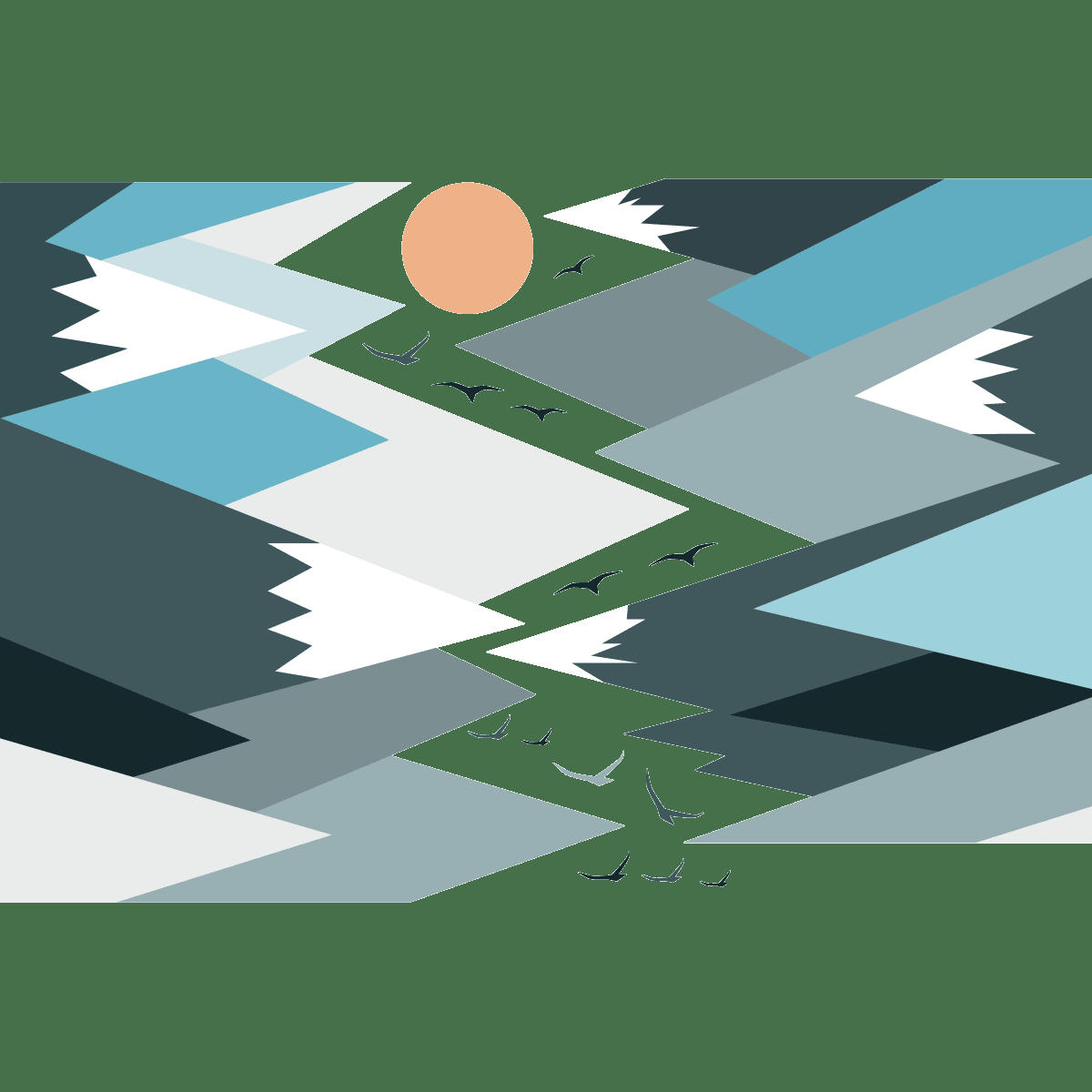 - Stickers enfant montagnes scandinaves parka 70x105cm