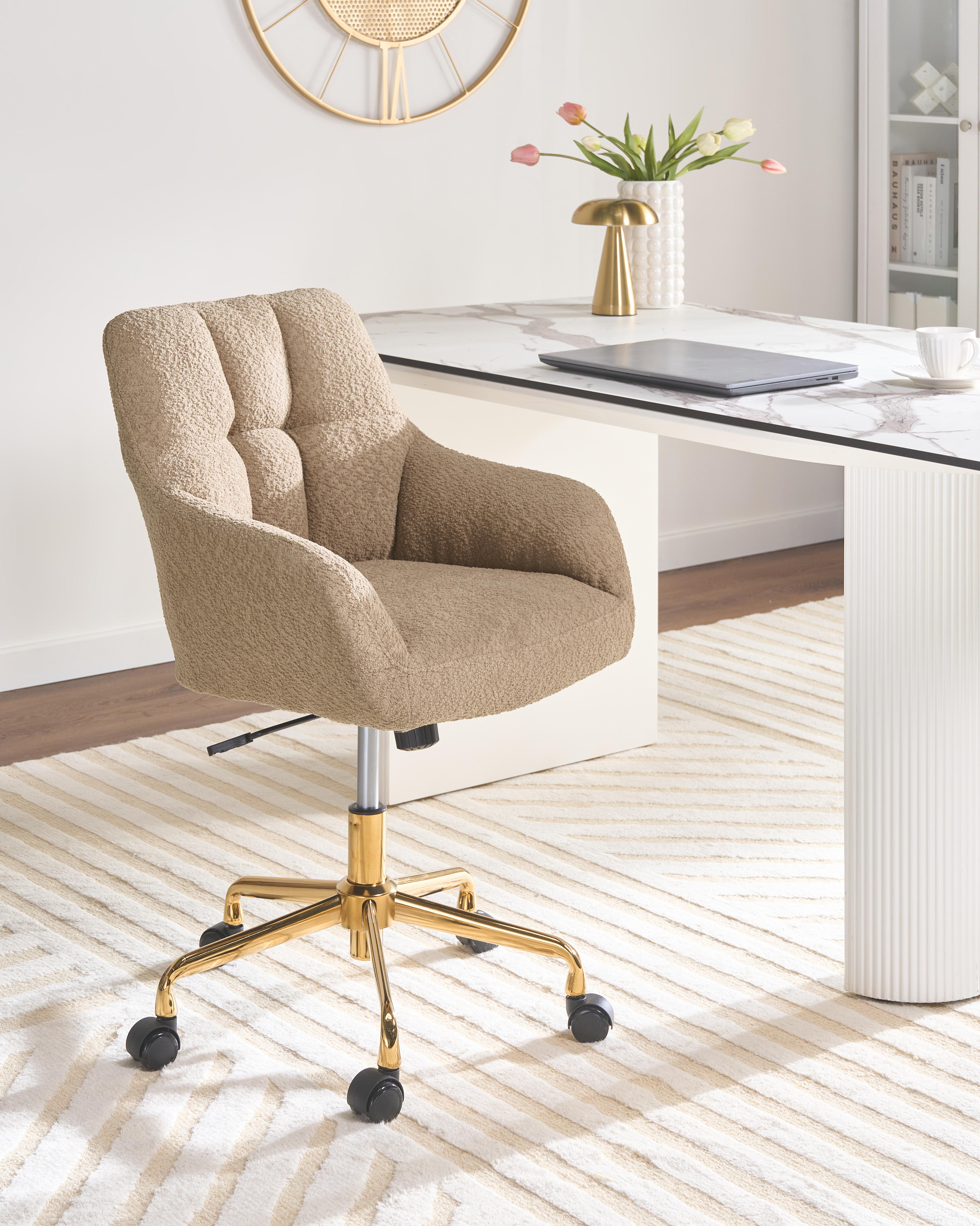 Desk Chair PALMDALE Boucle Light Brown
