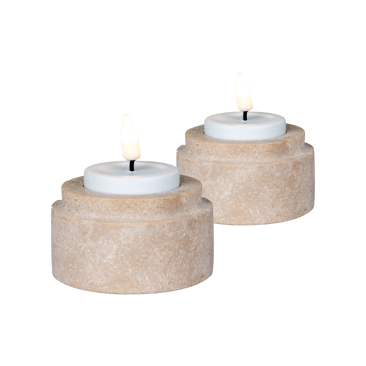 Artichok Joah Travertijn Kaarsenhouder Set van 2 - Beige
