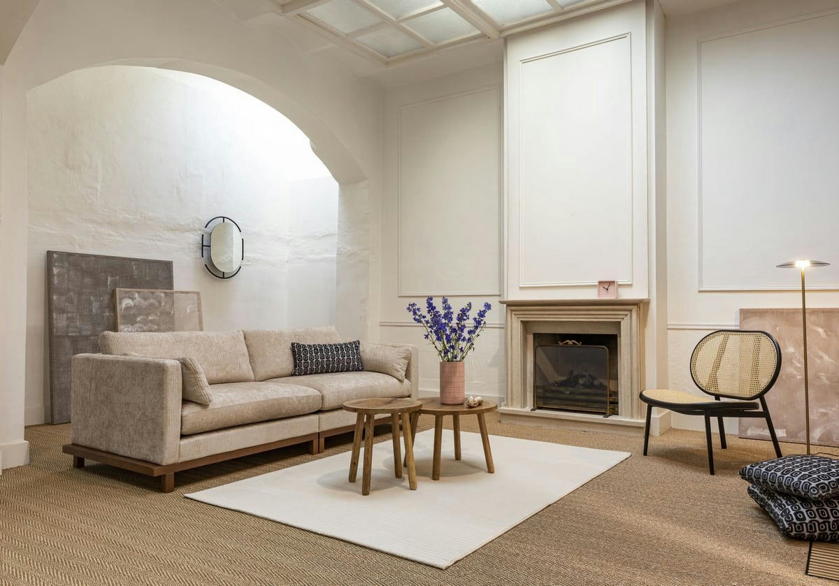 BLOSSOM - Canapé 3 places velours beige