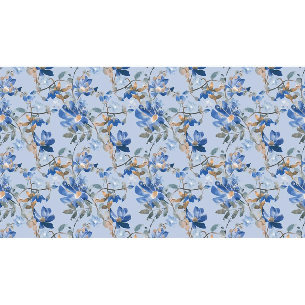 FLORALIES BLEU - Papier peint panoramique motif floral Bleu 480x270cm