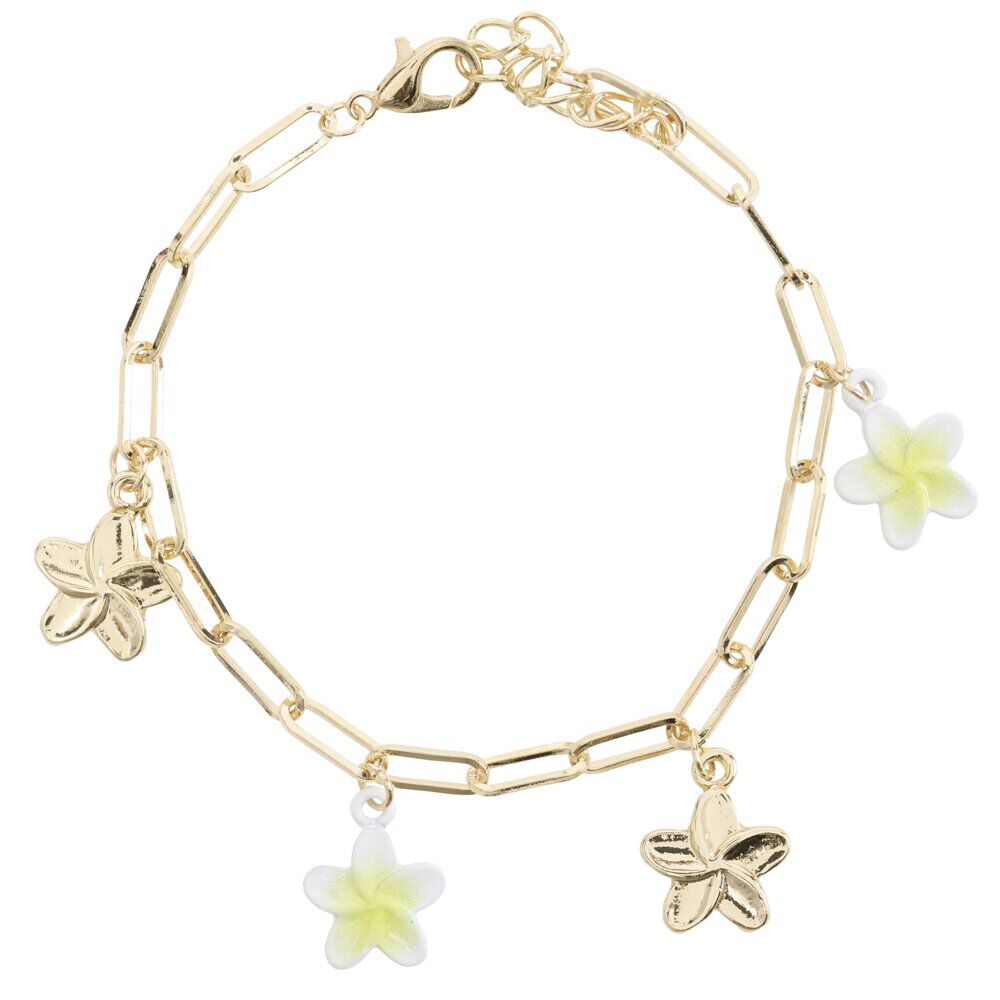 Bracelet chaÎne avec charms fleur métal doré L11cm