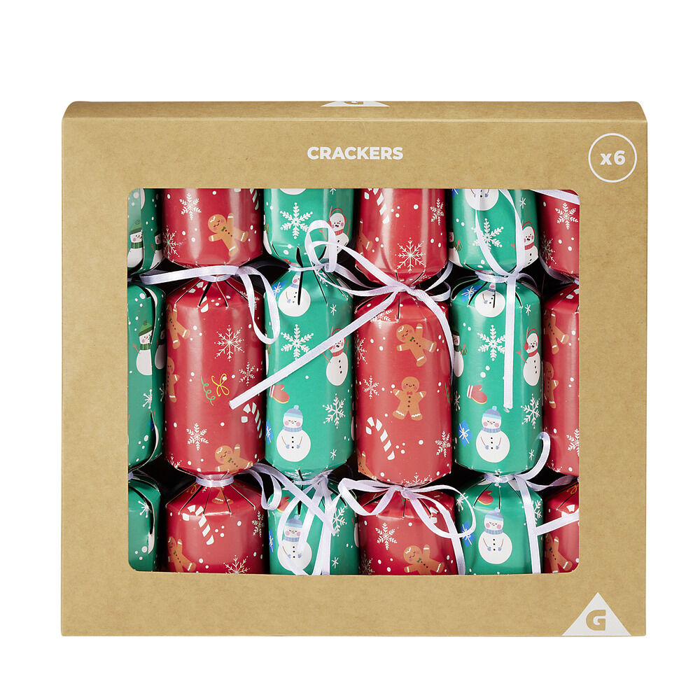 Lot de 6 crackers festif de No&euml;l en papier à remplir