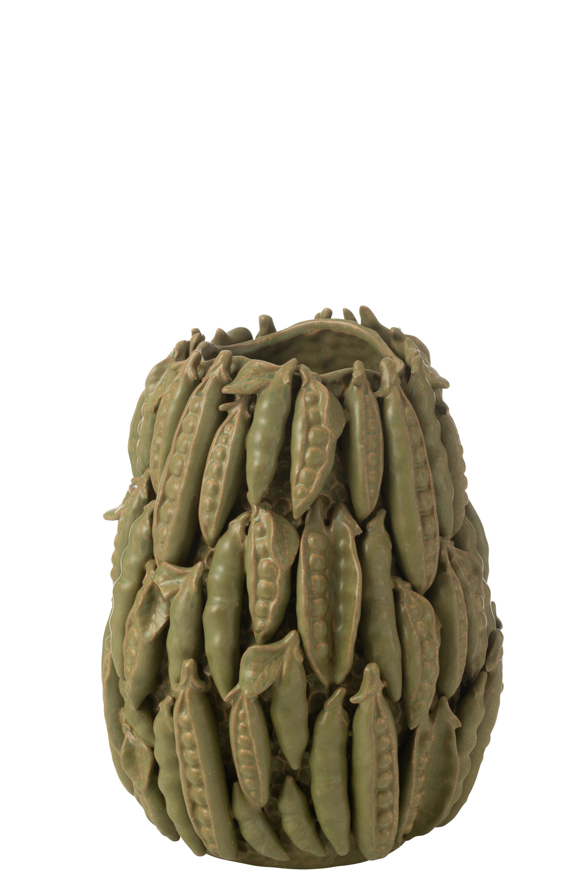 J-Line vaas Botanica Bonen Hoog - keramiek - groen - Ø 30.5 cm