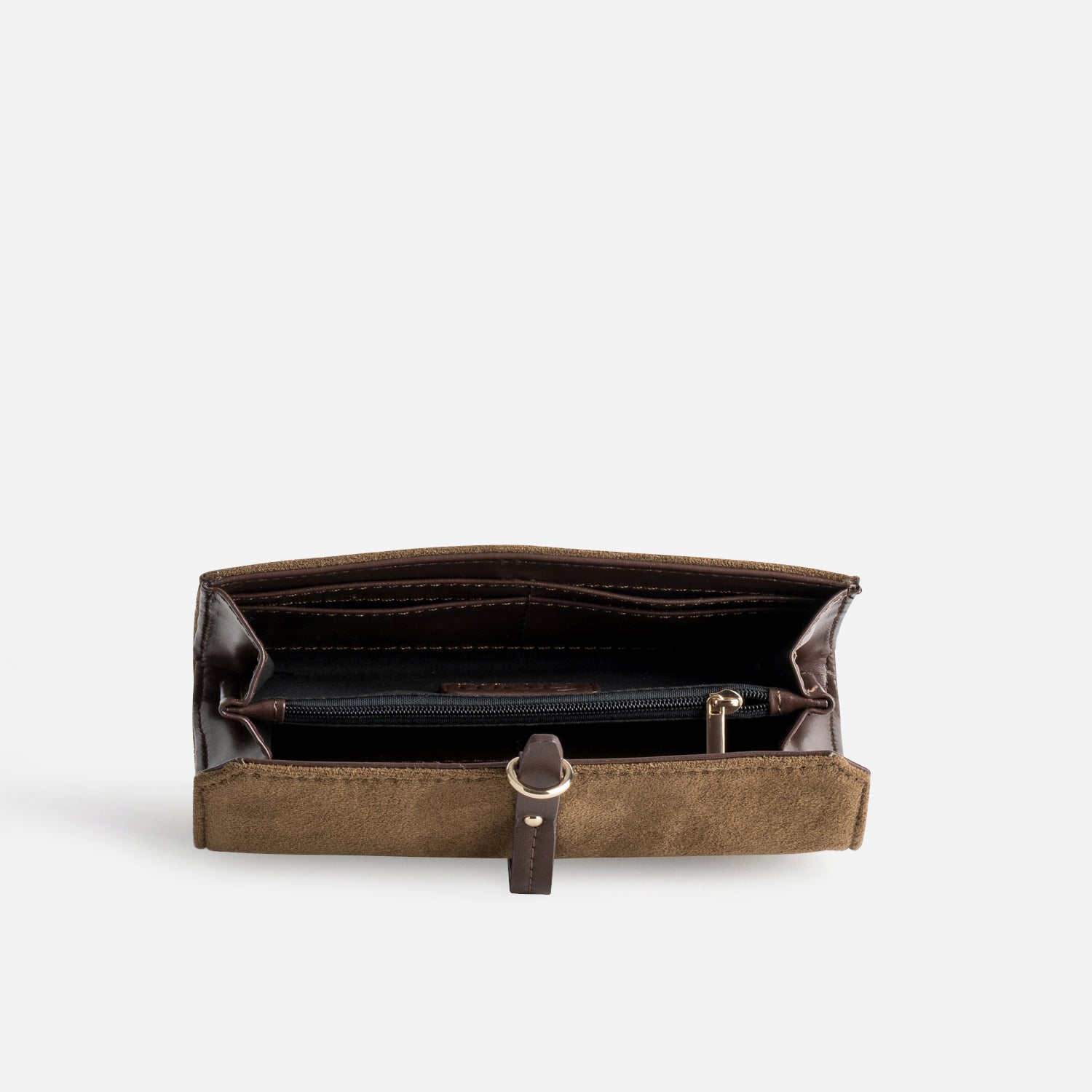 Portefeuille kaki suédé