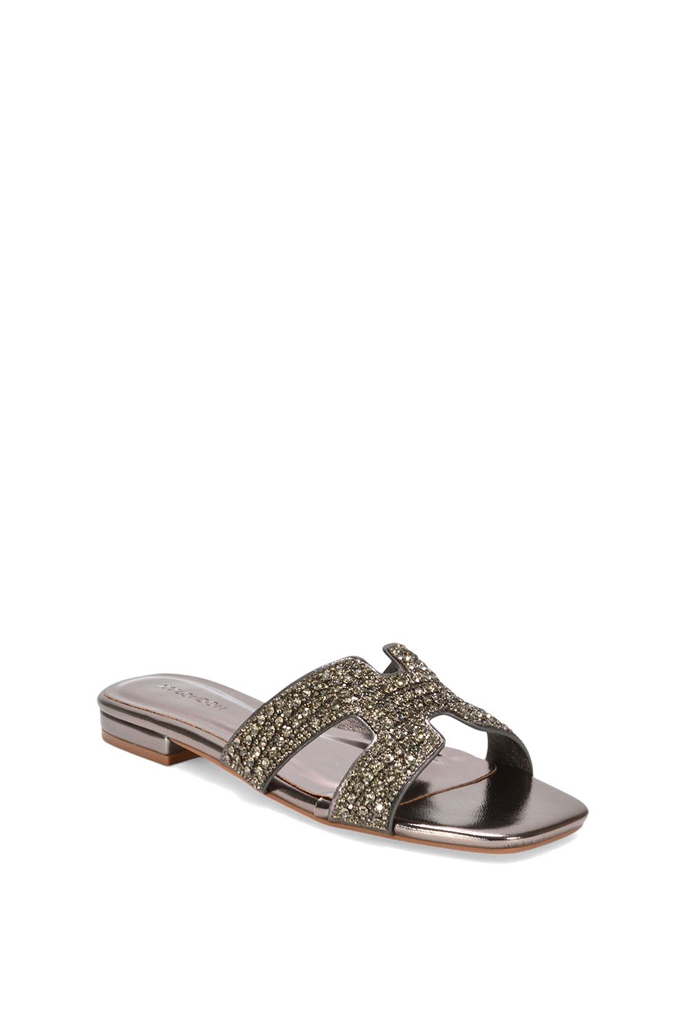 XY London Edith' Diamante Holiday Flat Sandals With Square Toe