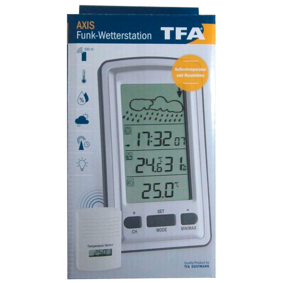 Funk-Wetterstation, Breite: 8,1 cm, Temperaturbereich: -40 bis 65 °C