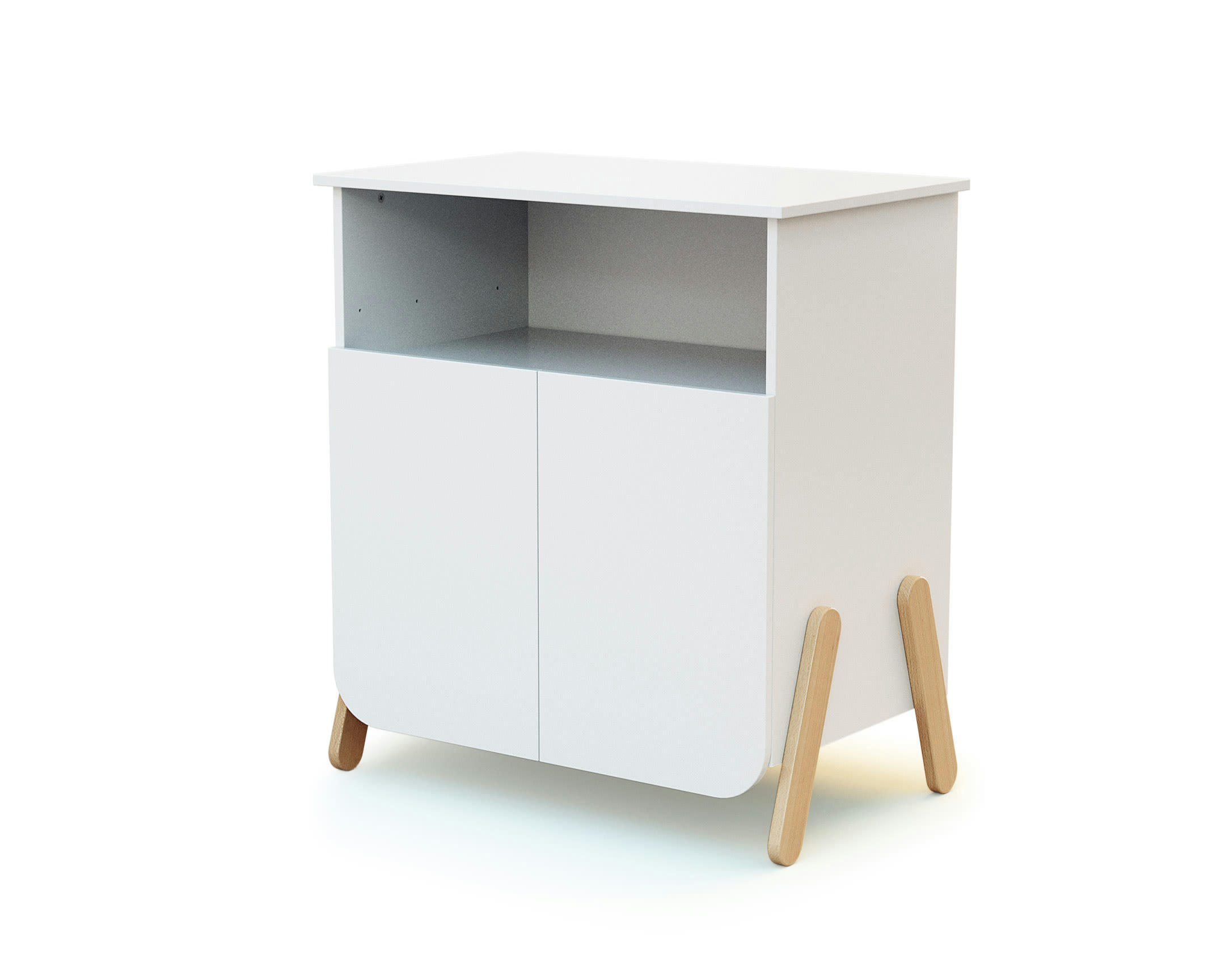 PIRATE - Meuble à langer blanc et hêtre