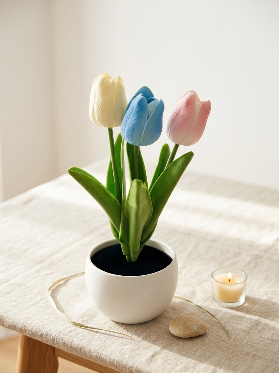 Dekoracyjne tulipany w doniczce