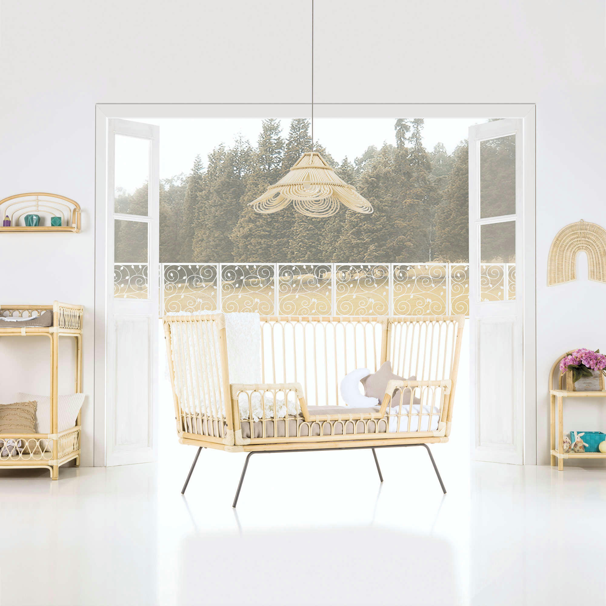 RATTAN - Lamp à suspension en rotin pour chambre de bébé