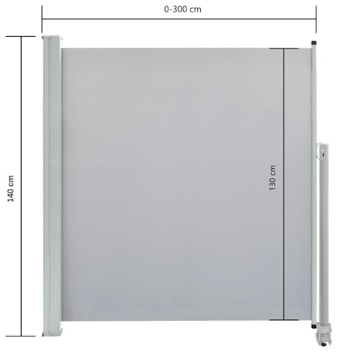 NNEVL Patio Retractable Side Awning 140 x 300 cm Grey