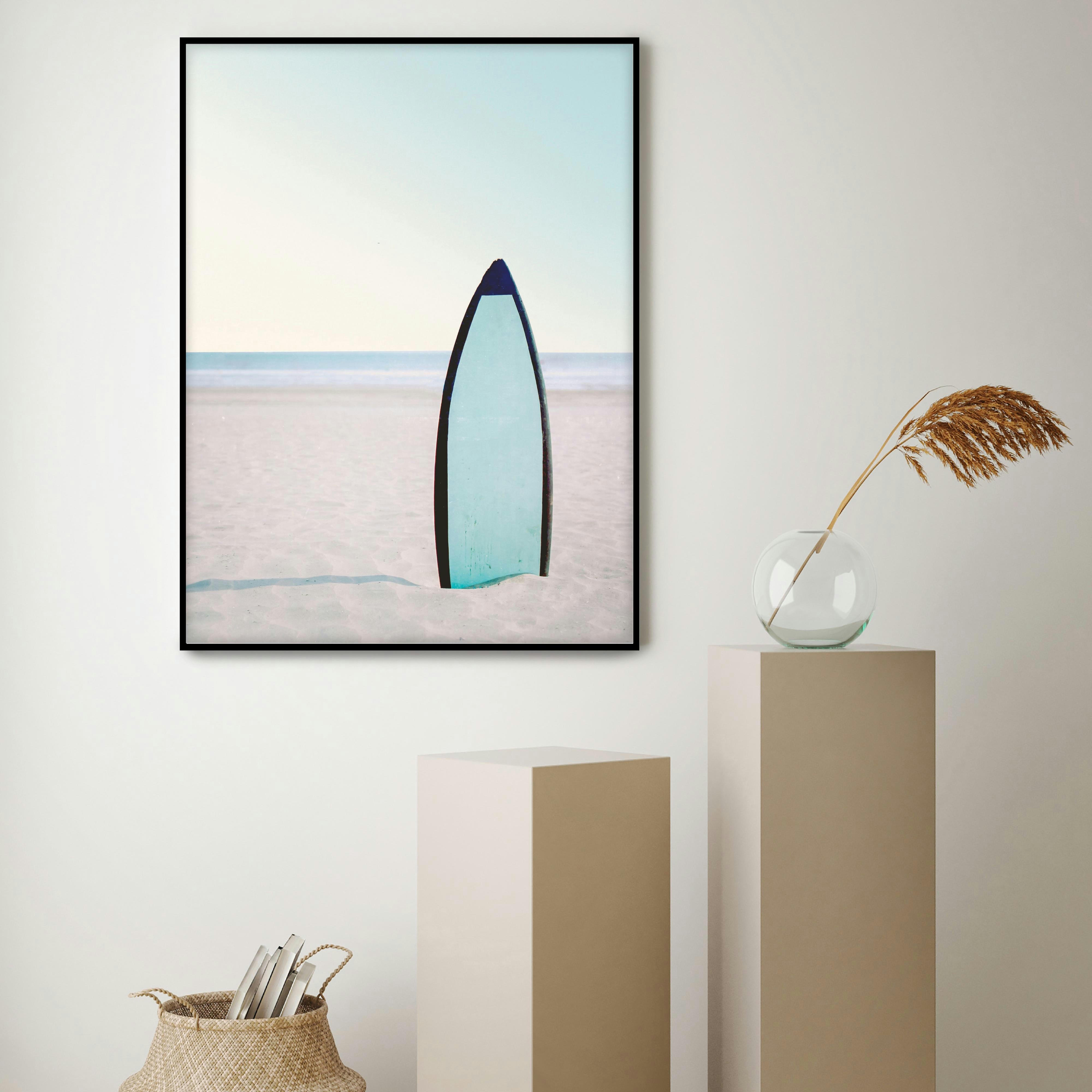 PLAYA - Affiche avec cadre noir - Planche de surf - 30x40