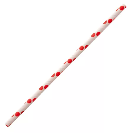 Słomka papierowa 19,7 cm - Opakowanie 100 szt. - Classic Czerwono-białe kropki EM.PA.SŁ-KC