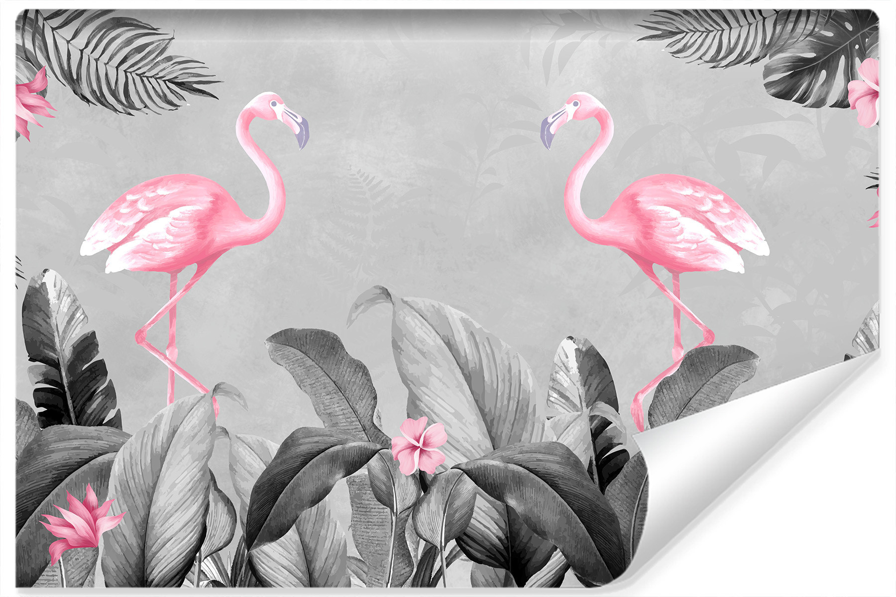 Fototapeta FLAMINGI Liście Tropikalne 3D 90x60cm