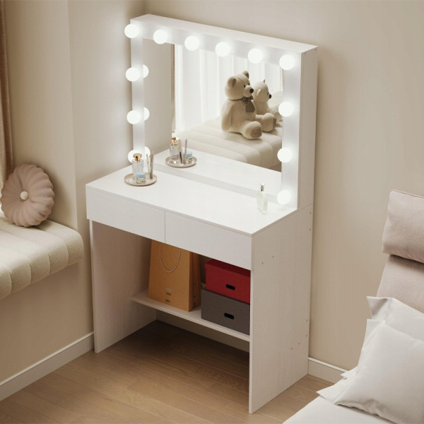 Toaletka kosmetyczna do wizażu nowoczesna glamour lustro led loft