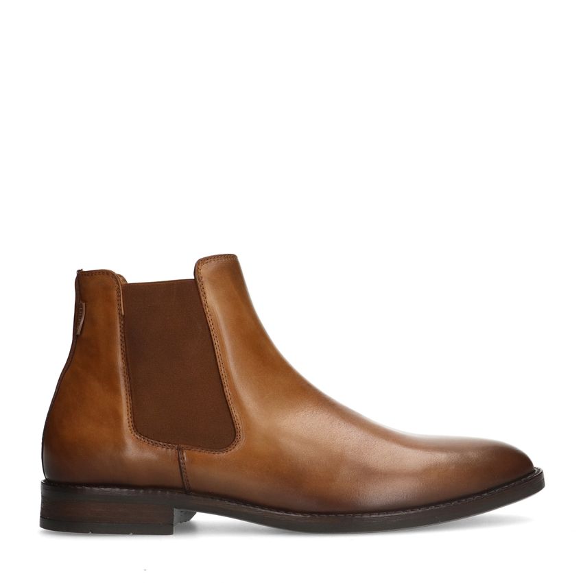 Manfield Cognac leren chelsea boots