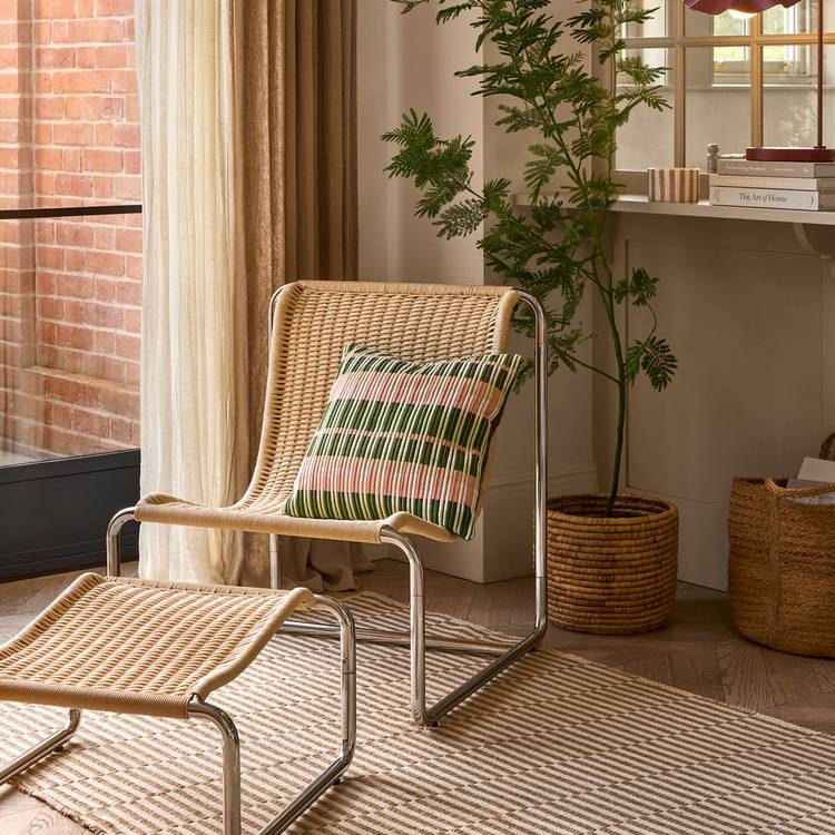 Habitat Ronan Chair & Footstool - Natural