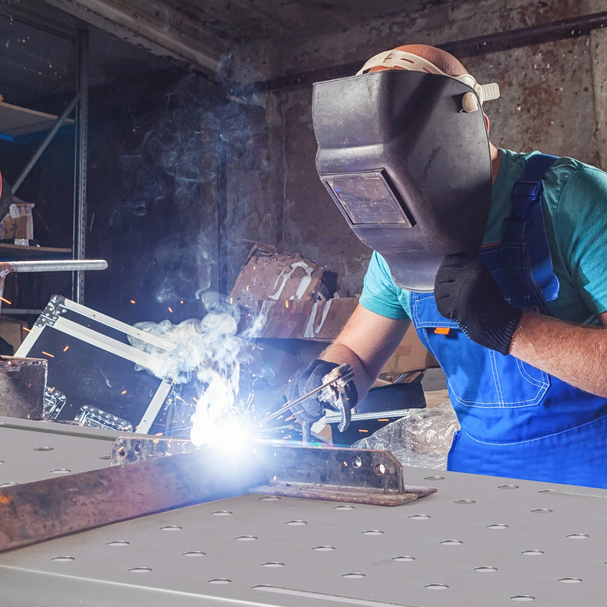 Gymax Heavy-duty Welding Table w/ Tool Rack & Tray 5/8'' Fixture Holes