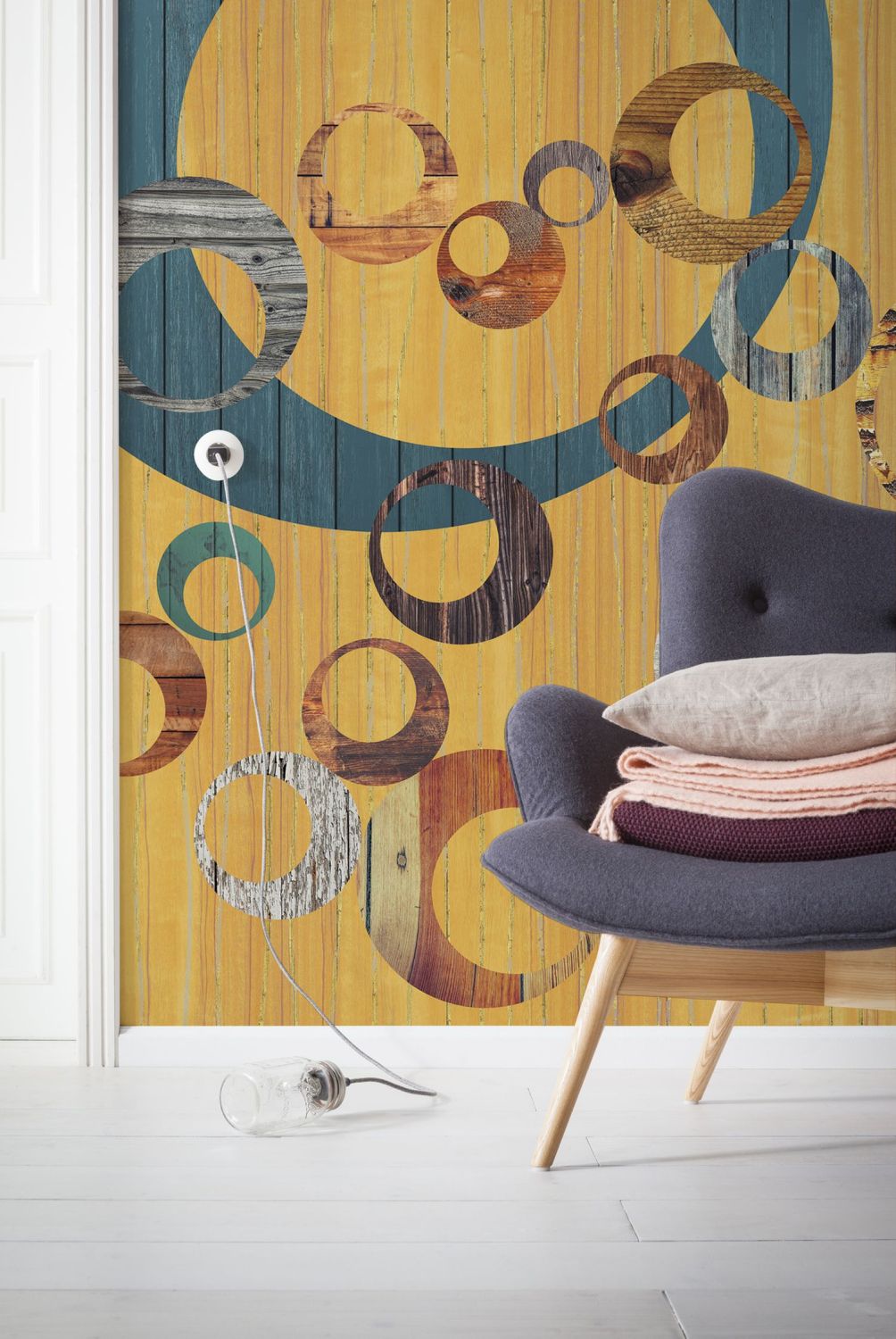 Sanders & Sanders fotobehang kunst geel en blauw - 400 x 250 cm - 611902