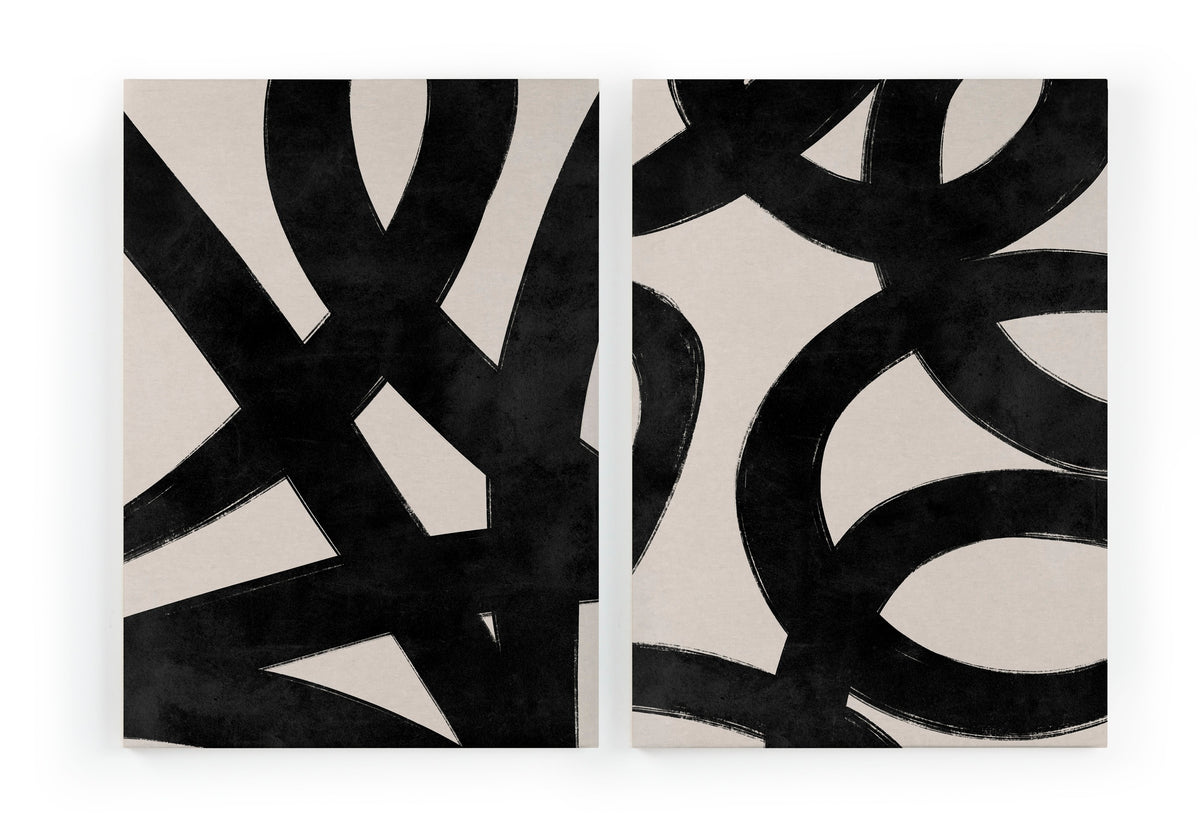 Set 2 Canvas 60x40 Abstracte Lijnen