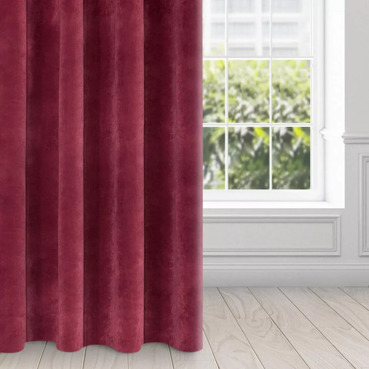 Zasłona bordowa z ekskluzywnego aksamitnego welwetu 290 g/m2 140x250 cm 10 szt. przelotek - VILLA