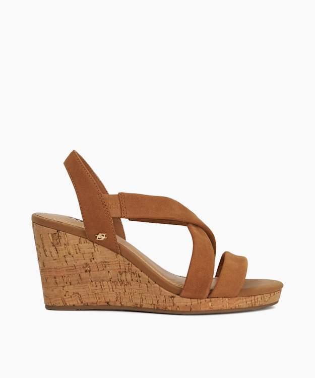 Kamies Tan - Wide Fit Cork Wedge Heel Shoes