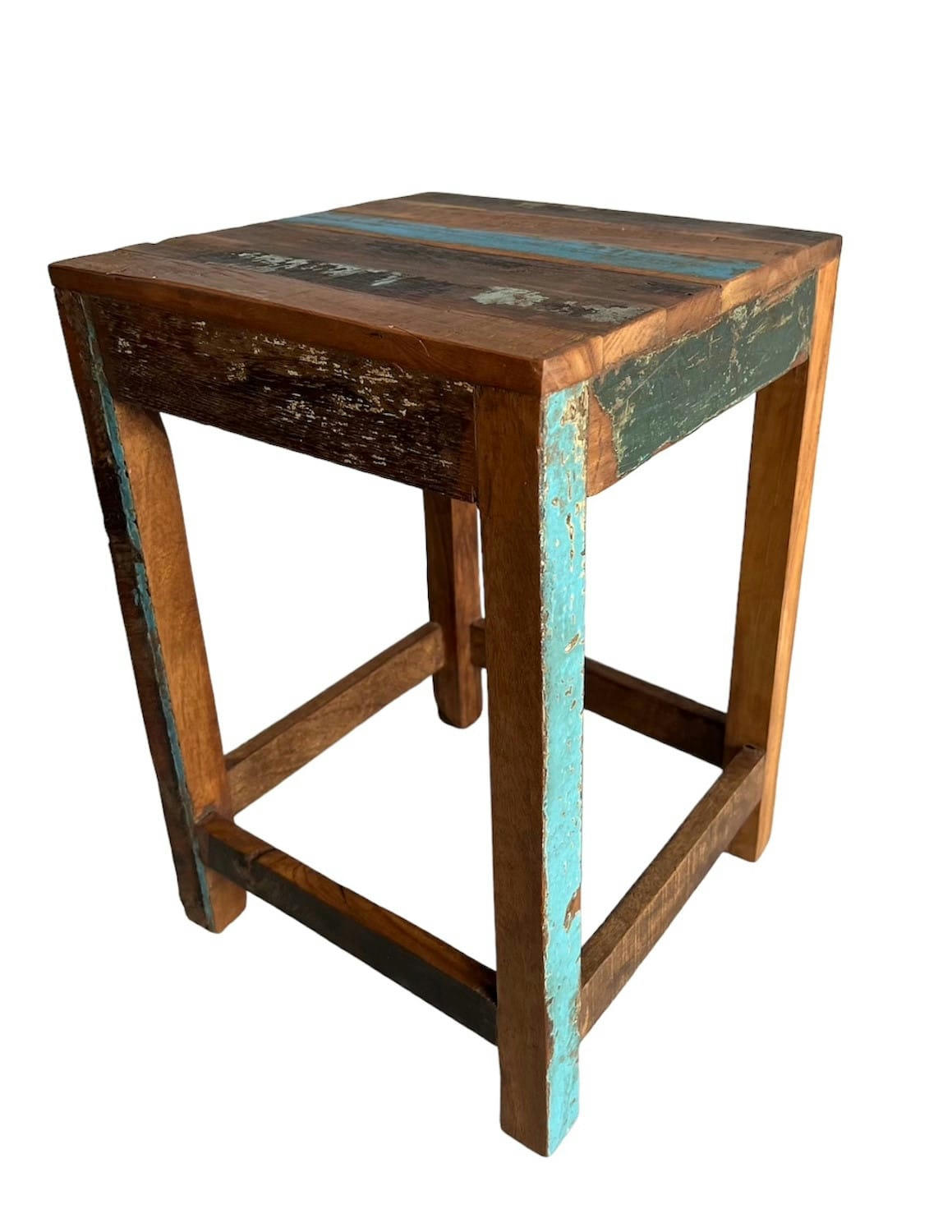 INDY - Petit tabouret en bois recyclé coloré