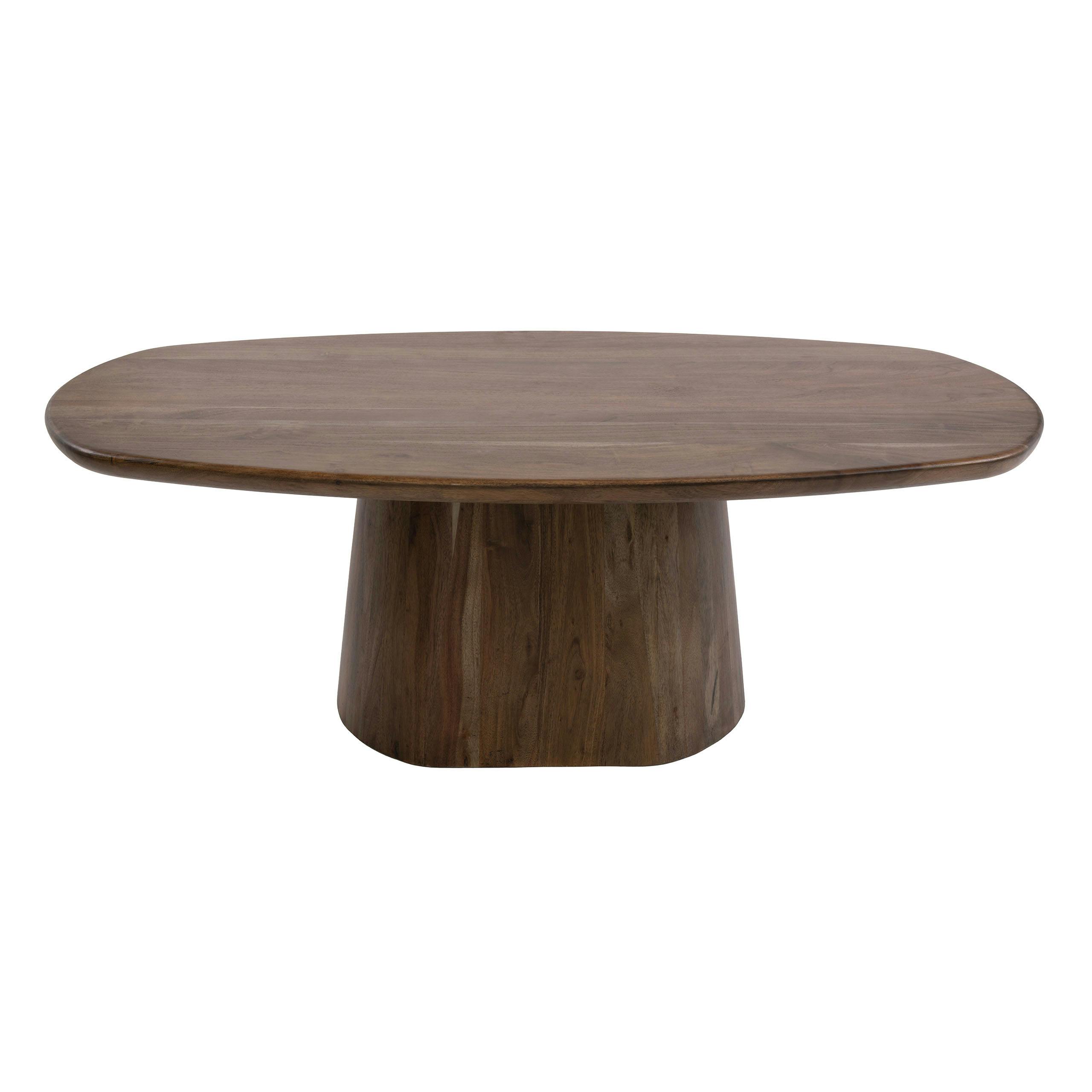 Table basse ovale bois d'acacia foncé design organique NAKO