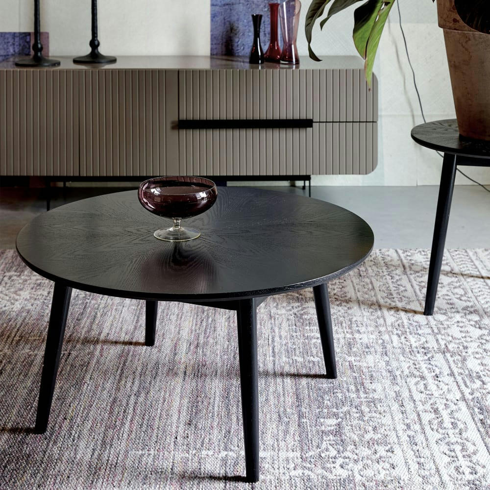 FABIO - Table basse d'appoint ronde en bois D80cm noir