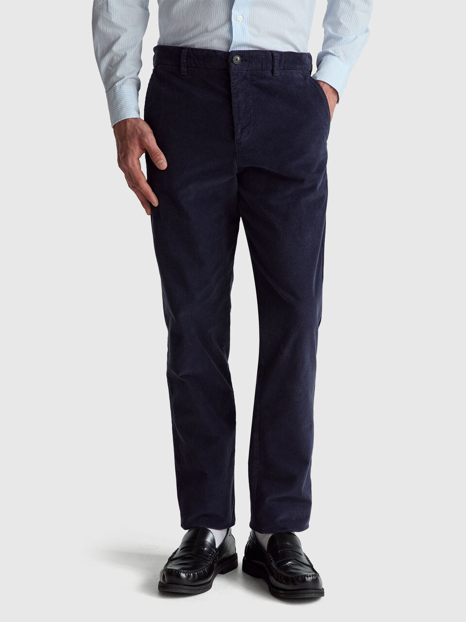 Slim fit stretch velvet trousers