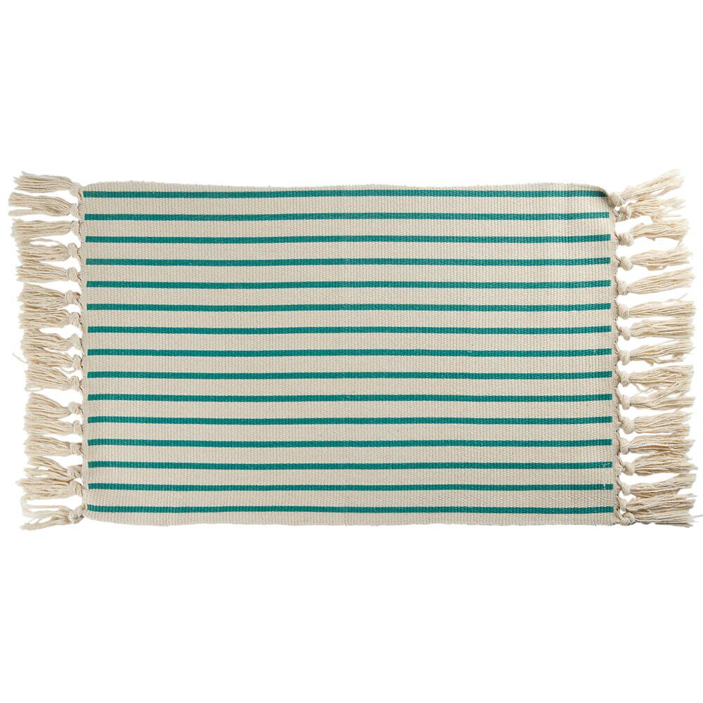 Tapis salle de bain à franges design rayures 45x70cm