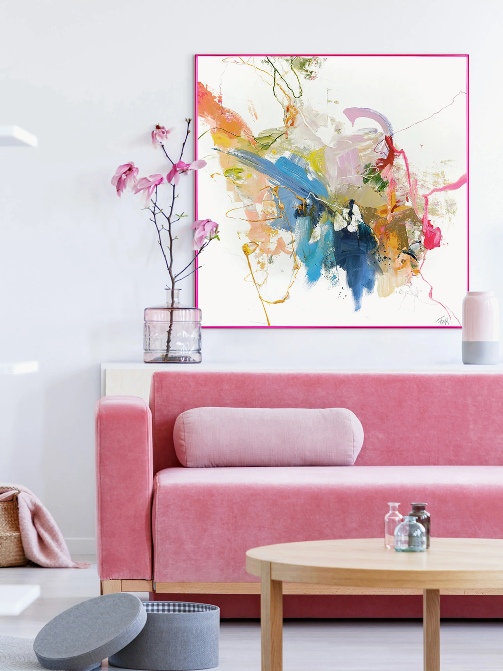 Gerahmter Leinwanddruck Confidential Pink, handveredelt
