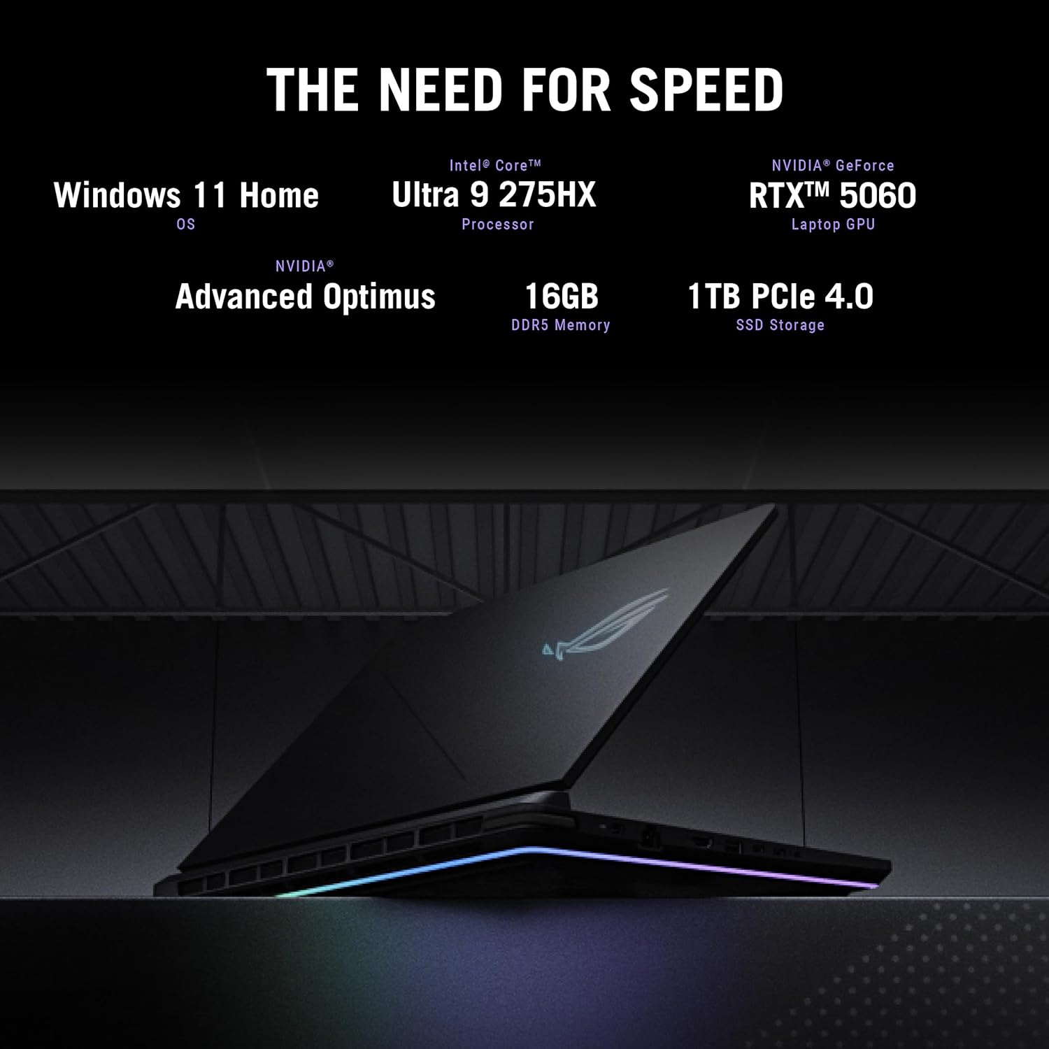 ASUS ROG Strix G16 (2025) Gaming Laptop  16” ROG Nebula Display 16:10 2.5K 240Hz/3ms  NVIDIA® GeForce RTX™ 5060 GPU  Intel® Core™ Ultra 9 Processor 275HX  16GB DDR5  1TB SSD  Wi-Fi 7  Wind11 Home